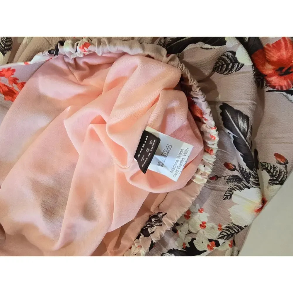 SHEIN Women's pink floral fly-away lined maxi skirt - small - Picture 10 of 11
